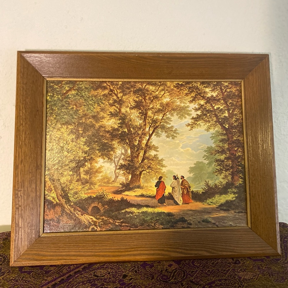 Emmaus Painting Print By R. Zund in Walnut Wooden Frame